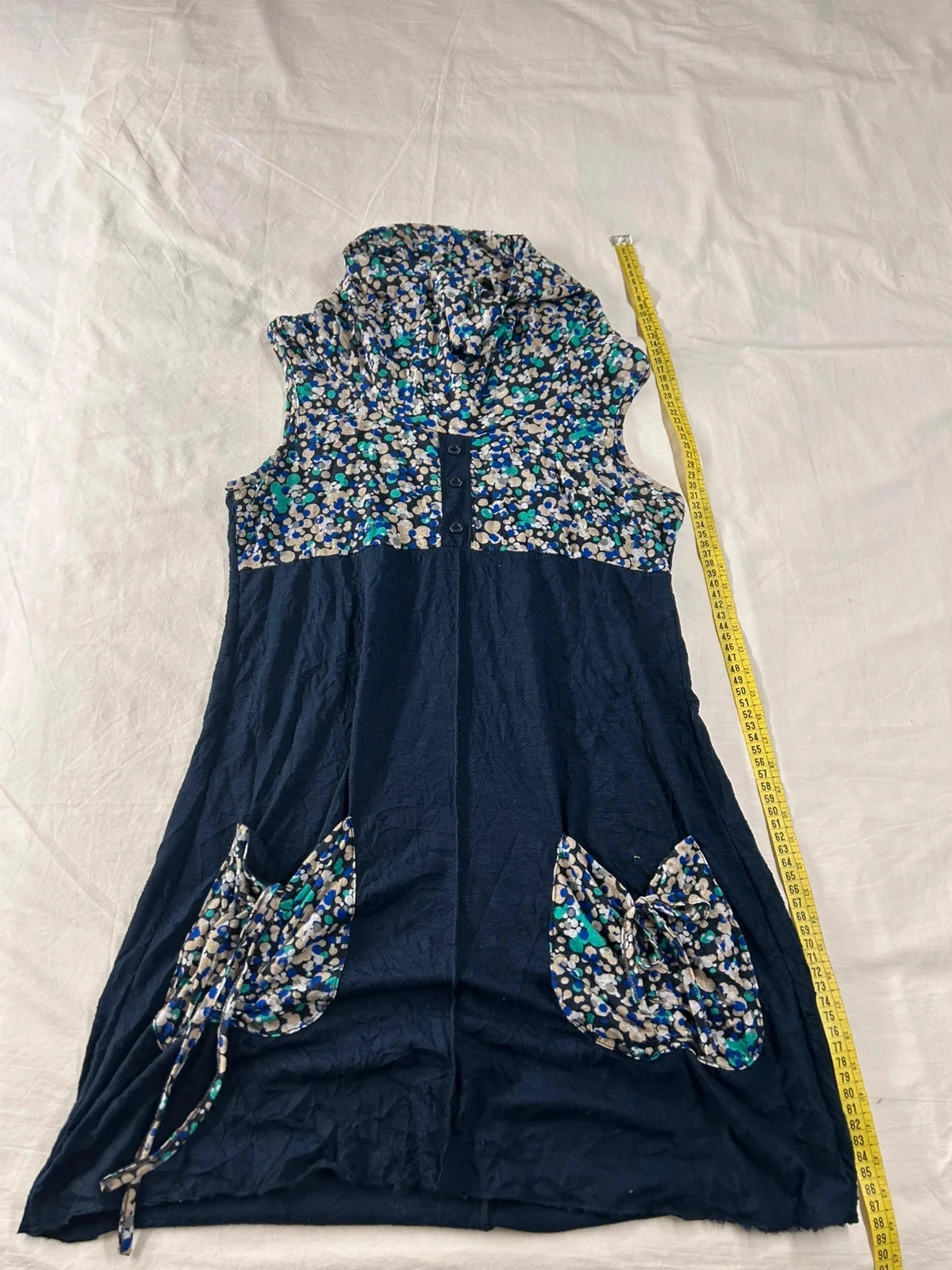 Robe vintage bleu marine motifs casual taille 40